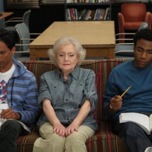Still of Betty White Danny Pudi and Donald Glover in Community 2009