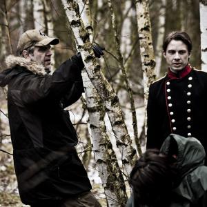 Johannes Lassen with Director Ole Bornedal on the set of 1864