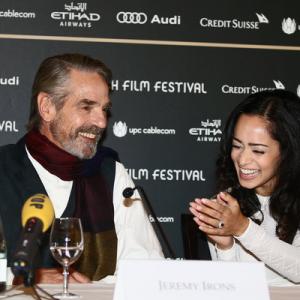 Jeremy Irons and Devika Bhise at the press conference of The Man Who Knew Infinity at The Zurich Film Festival