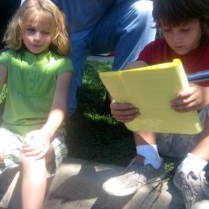 joey king and kai caster on the set of the watch