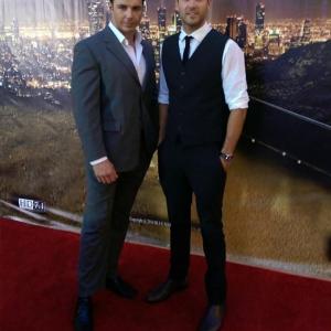 Aaron Hammond and Leon Gulaptis at the Centurion A.D premiere - Arclight cinema Hollywood.