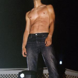 George Tounas as runwaymodel at a fashion show of Greek designer Nikos Takis on Mykonos Greece 2001