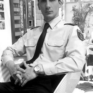 George Tounas as police officer on set of TV crime series Stuttgart Homicide 2011