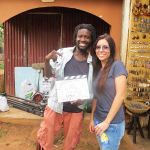 Jennifer Gargano and Director Ian Mark Kimanje on set of God of My Eyes in Kampala Uganda