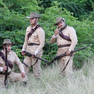 Traverse Le Goff Benedict Wall and Aidan Lithgow on the set of Breaker Morant  The Retrial