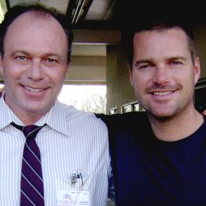 Actors James Rekart and Chris O'Donnell on set of NCIS: Los Angeles 