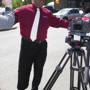 Sammy Stephens filming television commercial for Auto Mart in Montgomery Alabama