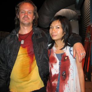 with Larry Fessenden on the set of The Brave One in East Harlem NYC