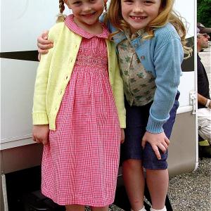 Natalie Alyn Lind with costar Emiy Alyn Lind on the set of Blood Done Sign My Name