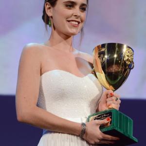 Hadas Yaron wins the Coppa Volpi award for best actress for the film Lemale Et HaChalal during the Award Ceremony at the 69th Venice Film Festival at the Palazzo del Cinema on September 8 2012 in Venice Italy
