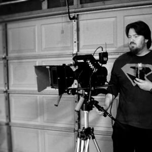 Director Marc Hampson with actor Ryan Schwartzman on the set of 'Small Town'