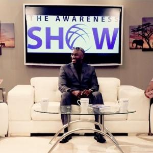 MICHAEL A AMOS on The Awareness Show with hosts Joan Amanfoh left and cohost Eugenia Asiamah right