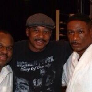 Canadian stuntman Christopher D. Amos, father of Michael A. Amos, pictured on set with Robert Townsend and Irving 