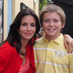 Courteney Cox and Brennan Bailey on the set of ABCs Cougar Town