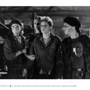 Still of Corey Feldman Corey Haim Dianne Wiest and Jamison Newlander in The Lost Boys 1987