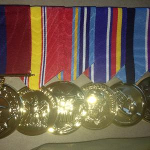 Sgt. Andrew McLaren's military medals earned in Iraq and Liberia.