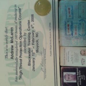 Blackwater Credentials complete with Iraq stamps in Passport
