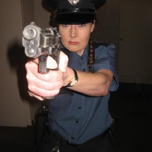 Corrina Conlan as Officer Smith in Lockdown Love. Written and directed by Chance Hoffman.