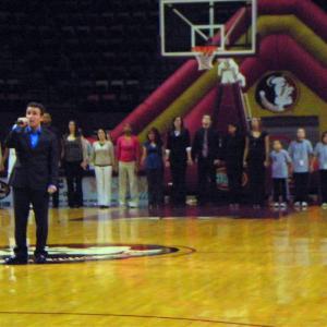 Singing the National Anthem at FSU's basketball game