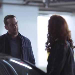 Still of Julie McNiven and Niall Matter in Motive 2013