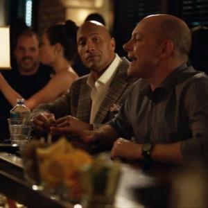 Still of Kourtney Brown Dwayne Johnson and Rob Corddry in Ballers 2015
