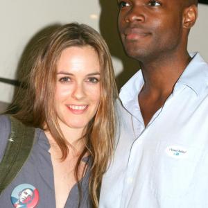 Kourtney Brown and Alicia Silverstone at rally for President Barack Obama