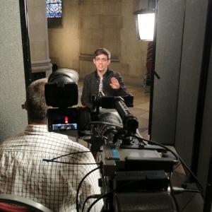 Interviewing Glees Kevin McHale on the set of Boychoir