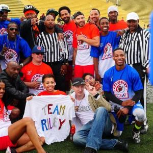 Ro Brooks and celebrity friends participating in a Celebrity Flag Football Game Fund Raiser to help raise awareness for children in Foster Care Presented by OCAAT One Child At A Time