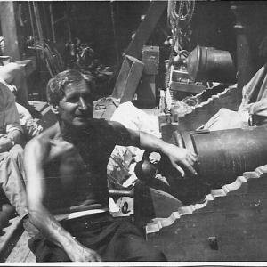 Martin O'Connor beside props for Billy Budd.