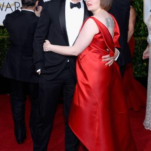 Andrew Rannells and Lena Dunham at event of The 72nd Annual Golden Globe Awards 2015