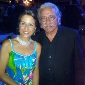 Esther Regina with actor Edward James Olmos at Platino Awards