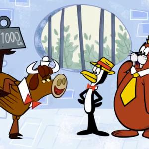 A still from Tennessee Tuxedo and Chumley in the episode Yakkety Yak