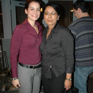 Wanda DeJesus and Tania Santiago on the set of The Ministers