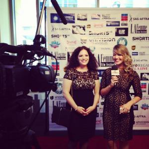 Alisha Kosaka on the red carpet for her film The Story for the grandchildren at The La Femme Film Festival at The Regal Cinema at La Live being interviewed by NBC