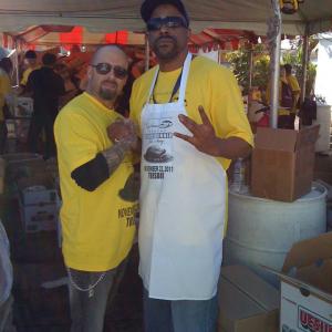 Me and Tone Loc at the annual Thanksgiving turkey give away charity held by Jackson Limousines