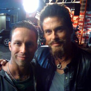 David Dossett and Rob Lowe on the set of Californication