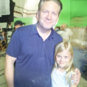 Harley and Director Kenneth Branagh on the set of THOR.