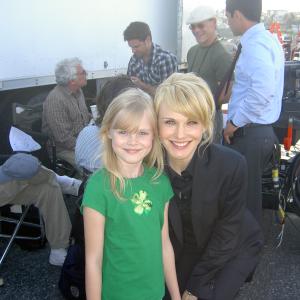 Harley and Kathryn Morris on set of Cold Case.