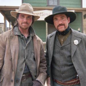 Christian Bale and Girard Swan on the set of 310 to Yuma December 2006
