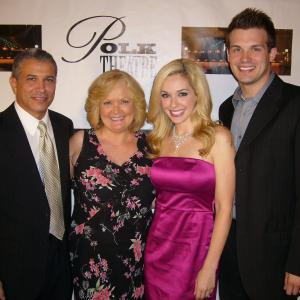 Amy LoCicero with her parents and husband at the premiere of Roundhousens Roast