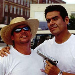 Robert C. Pemelton & Jose Yenque on the set of Punos Rosas