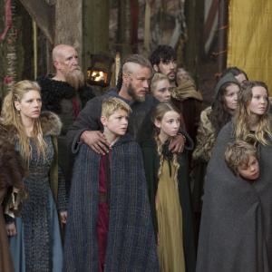 Still of Katheryn Winnick, Travis Fimmel, Clive Standen, Nathan O'Toole and Ruby O'Leary in Vikings: Sacrifice (2013)