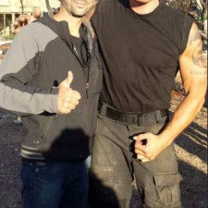 With Dolph Lundgren on set of The Expendables 3 in Bulgaria