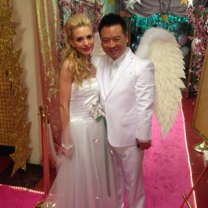 Lilly Roberson and Rex Lee on the set of Suburgatory