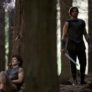 Jack Donnelly and Oliver Walker behind the scenes in BBC America's 'Atlantis'.