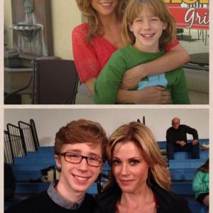 Julie Bowen with Joey Luthman on set of Weeds and in 2014 on set of Modern Family