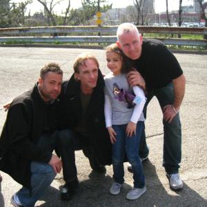 Diego Lopez, Peter Greene, Paige McSherry and James McSherry between takes.