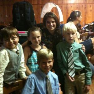 The Army Wives kids with one of their favorite crew, Theresa Beach.