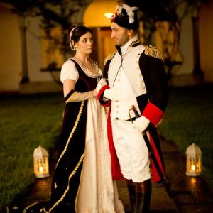 Napoleon & Josephine. Cela Yildiz as Napoleon reclaiming his crown during the Romantic Remembrance Gala, at Villa Antona Traversi, Milan, Italy.