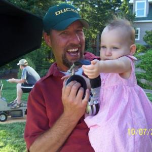Rob and daughter, Breven Holloway. Breven is telling Lee Arenberg, 